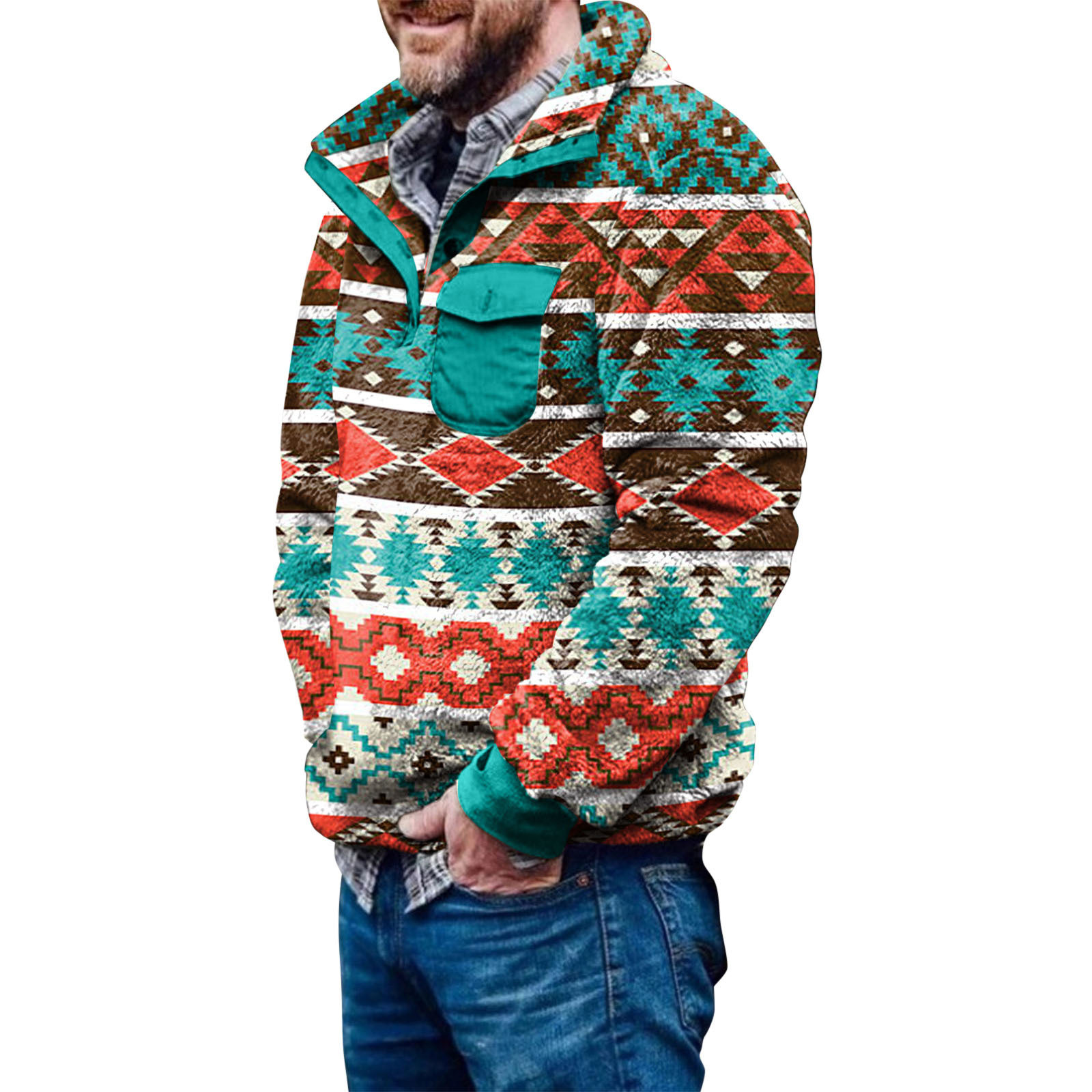 2021 Autumn/Winter New Men's Checkered Double sided Cardigan Sweater Fashion Plush jacket_voghion.com
