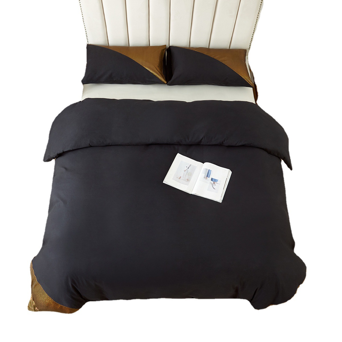 外贸跨境亚马逊新款欧美尺寸家纺床上用品拼接亮片被套枕套套件