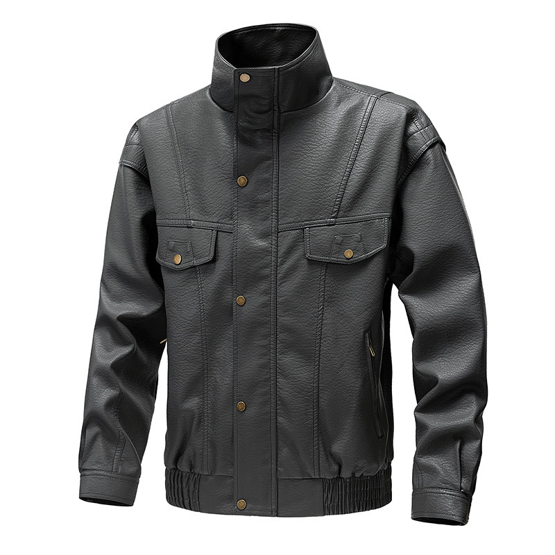 Transfronterizo americano vintage chaqueta de cuero hombre primavera y otoño nueva chaqueta de cuero cuello de pie casual abrigo de hombre ropa de hombre