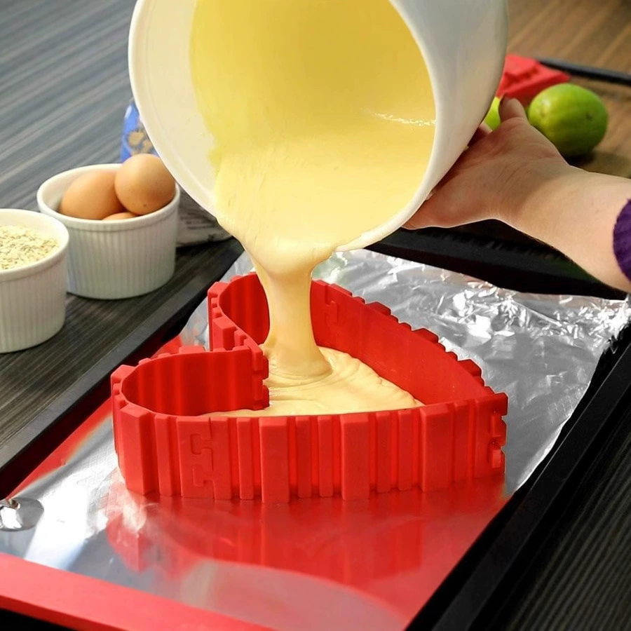 Силиконовая круглая форма для торта 4-шт набор, красная, пищевая, 19×5.5 см, пригодна для духовки и микроволновки