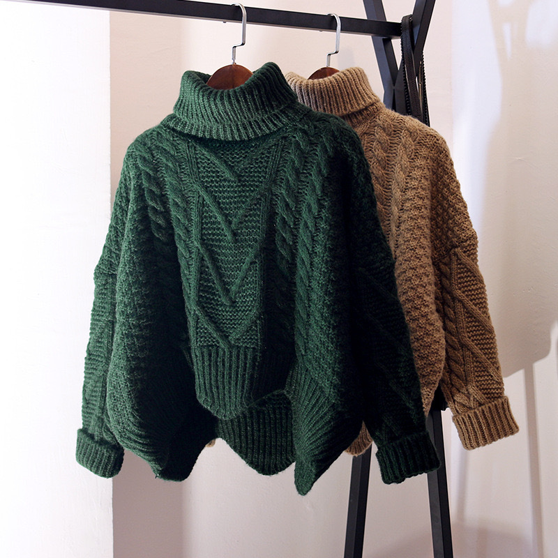 ​​Chunky Cable Knit Sweater – Oversized High-Neck Wool Pullover For Women (One Size)​​_voghion.com