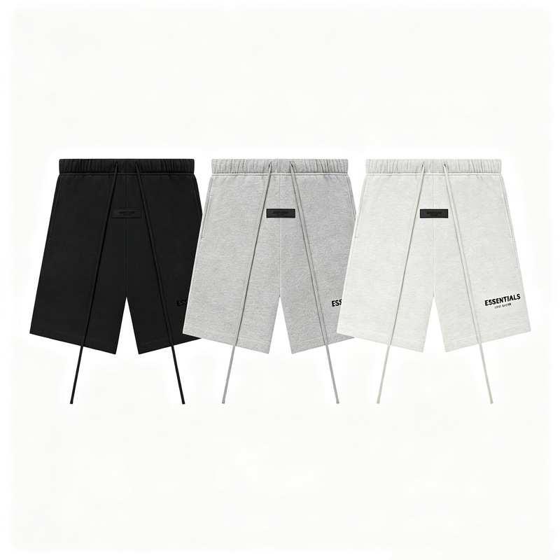 Essentials trendy shorts high version summer loose fit trendy five-point shorts SS22 flocked essentials shorts