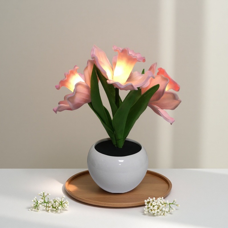 Usb水仙小夜灯シミュレーション水仙花盆栽装飾電気スタンドタッチスイッチled寝室ロマンチックな雰囲気灯|undefined