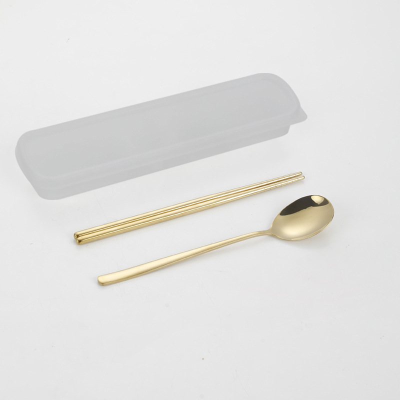 304 vajilla de acero inoxidable cuchara coreana tenedor palillos estudiante portátil conjunto de tres piezas traje creativo regalo puede ser logotipo personalizado