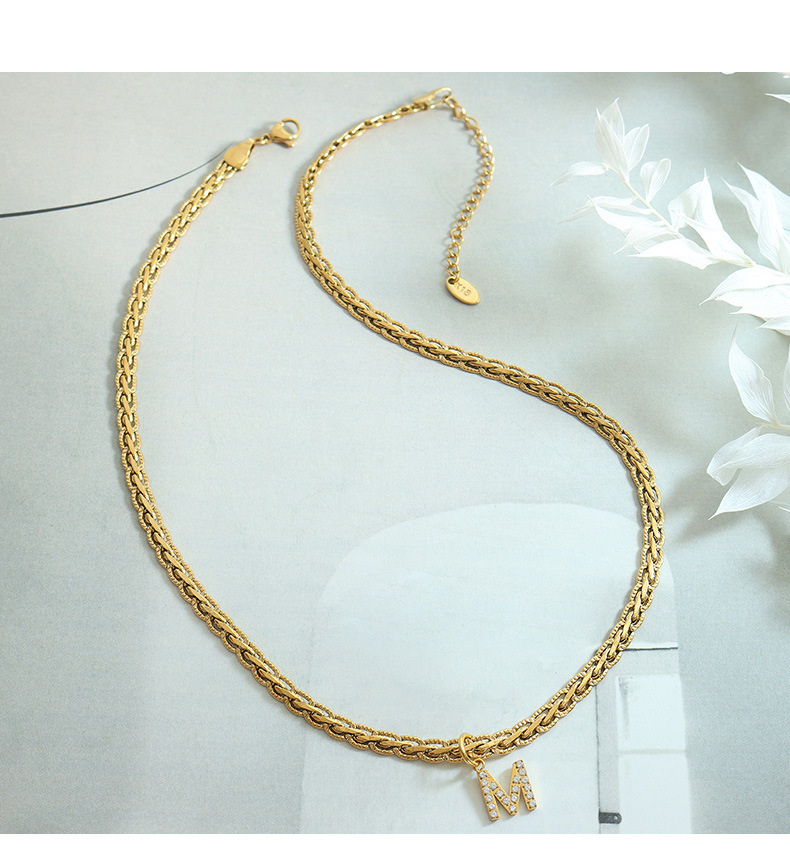 Copper Pendant Material Zircon Inlay Material Wholesale Jewelry Fashion Letter 304 Stainless Steel Copper Zircon 18K Gold Plated Plating Pendant Necklace