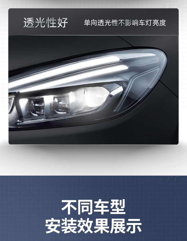 Suitable for Mercedes-Benz TPU headlight film A- class B- class C- class E-class anti-scratch repair scratch light control blackened film TPU protective film