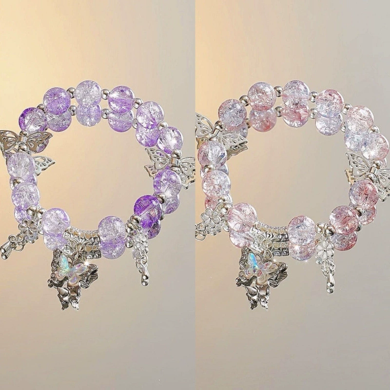 Xiaohongshu рекомендует четыре упаковки браслетов «Мечта бабочки» с милым стеклянным дизайном и подарочными браслетами ко Дню святого Валентина.