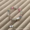 S185-8MM Mixed Color KT Cat Bow Drop Bead Glass Bracelet #SZ1488
