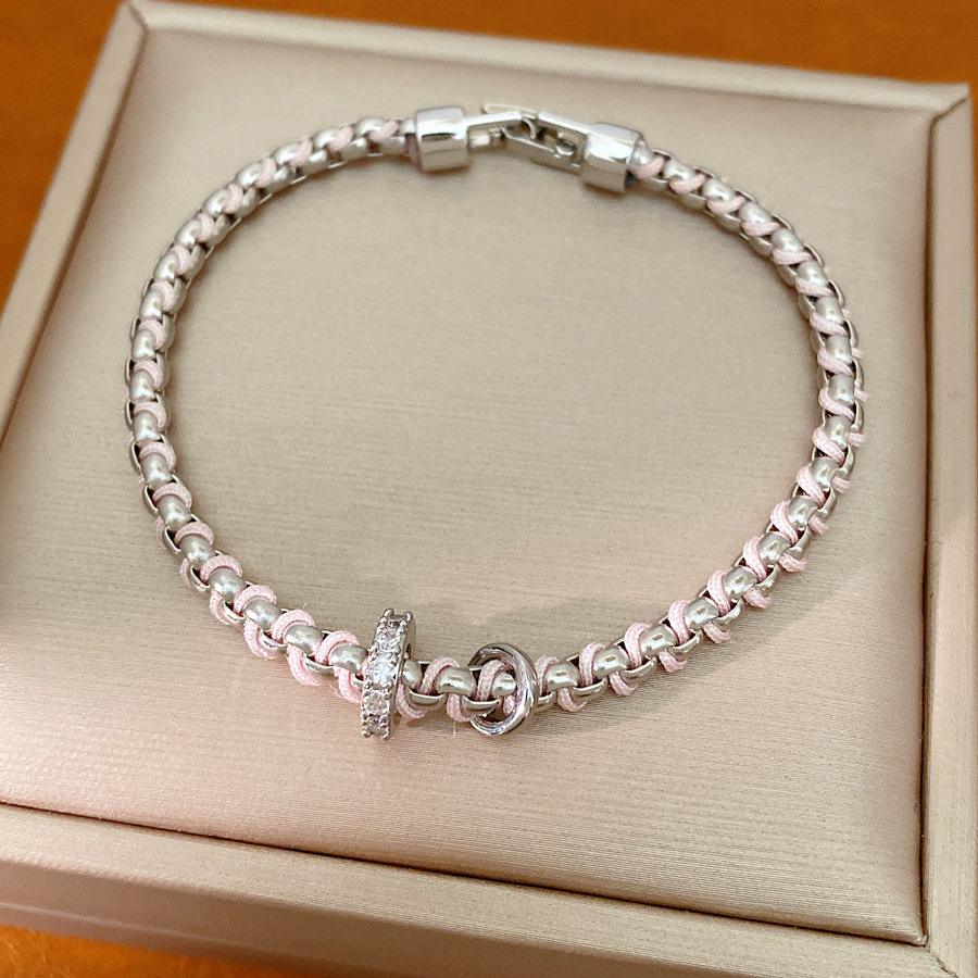 Cuerdas de color trenzadas zircon pulsera redonda geométrica ligera de lujo nicho pulsera personalidad temperamento simple joyas al por mayor