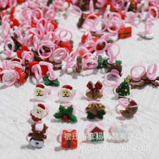 Christmas DIY ring resin bag Santa Claus Christmas tree ring adjustable kids gift student prize