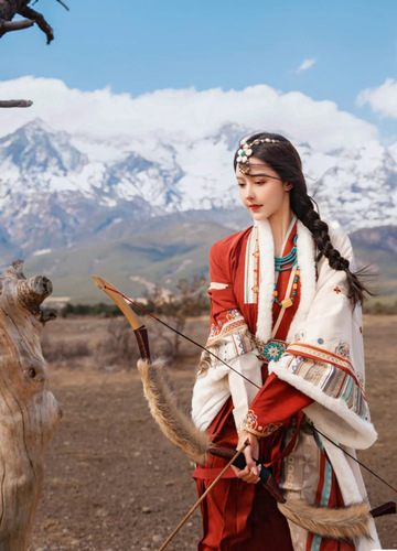 National-style turquoise necklace forehead chain two-in-one flower bell sweater chain Tibetan-style handmade travel accessory hair tie