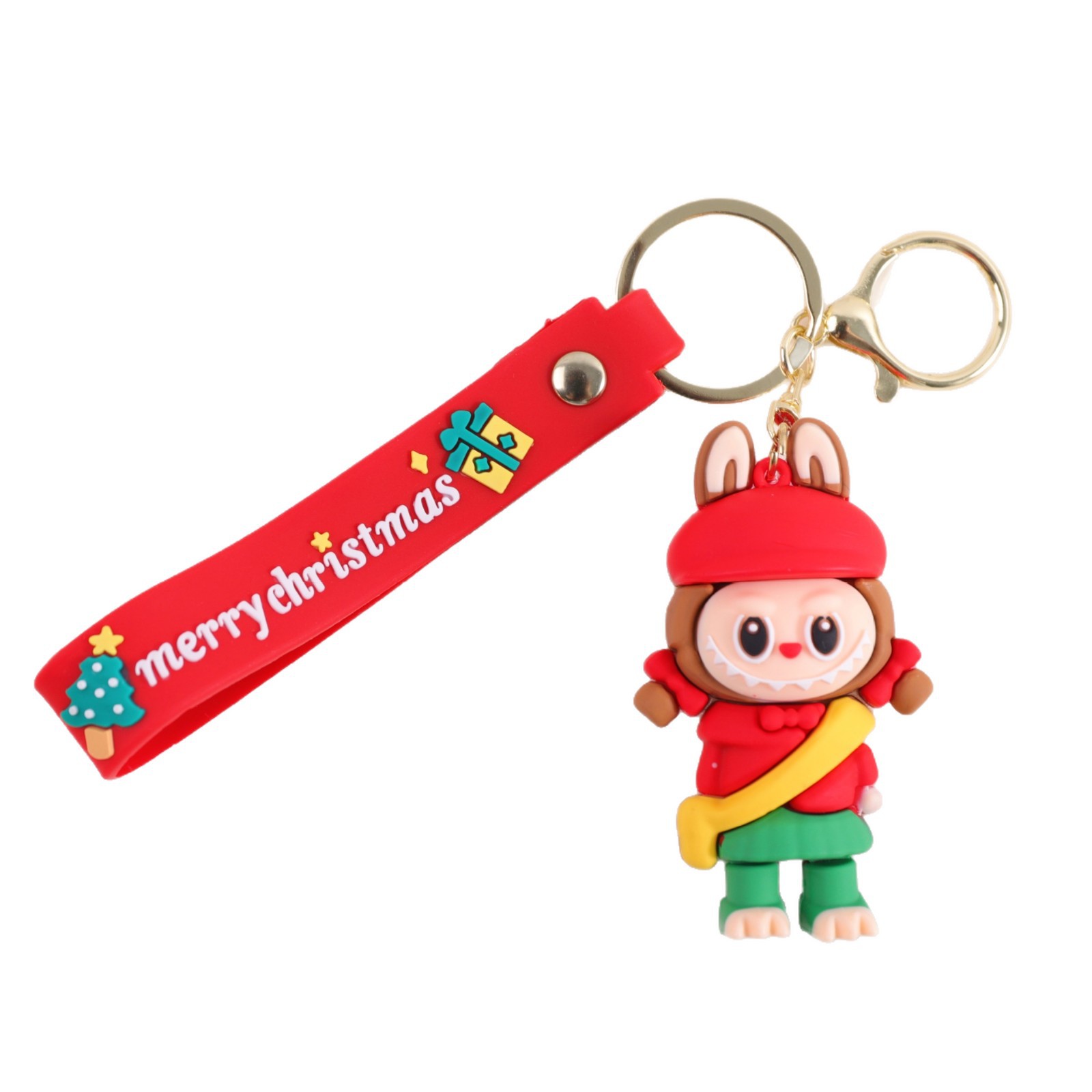 Navidad labubu colgante llavero muñeca dibujos animados pegamento suave labubu bolso pequeño colgante al por mayor
