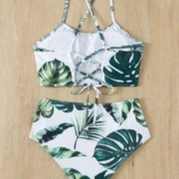 GraceChic European And American High-Waisted Swimsuit For Women, Premium Strap, Conservative Print, Sexy Slim Fit, Hot Spring_voghion.com