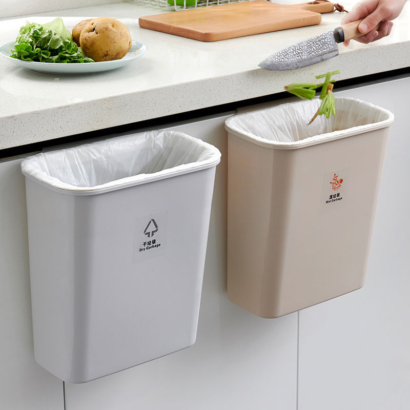 厨房垃圾桶悬挂橱柜创意门挂式塑料家用大号杂物桶无盖方形收纳桶