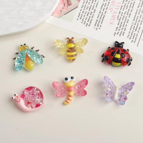 Cartoon DIY resin accessories and decorations colorful insect series cream glue hair clip phone case shoe clip keychain pendant