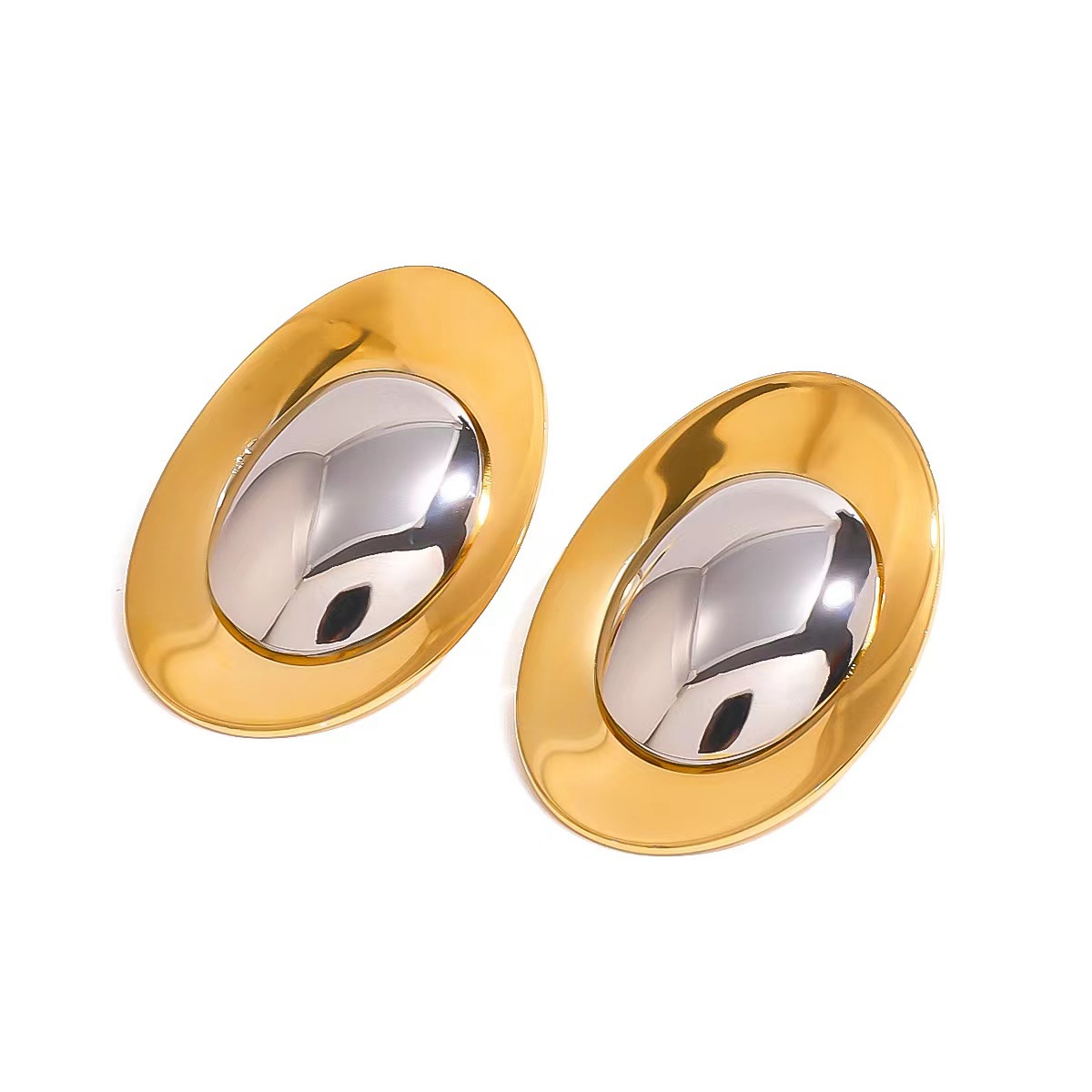 Geometric fashionable glossy design trend earrings stainless steel