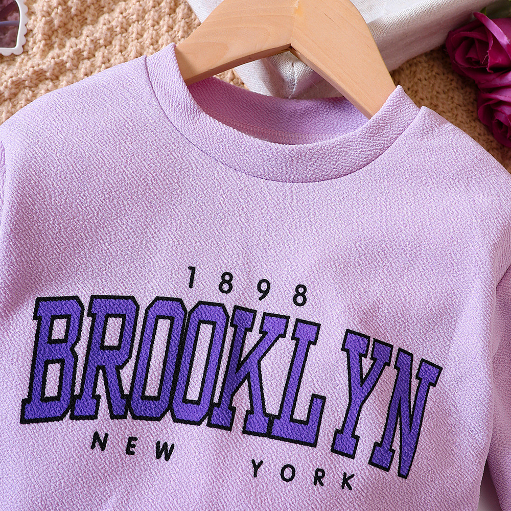 EW children's clothing new product for girls autumn and winter lettered printed hoodie skirt set TZ849-D_voghion.com