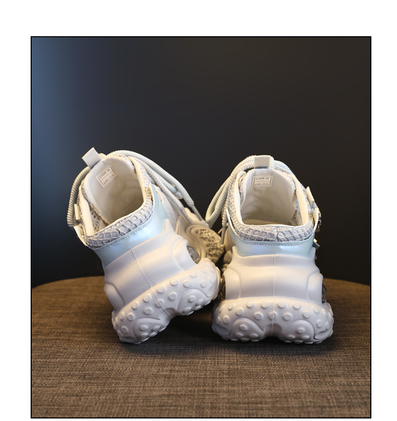 Giày sneaker nữ đế dày lưới thoáng khí phong cách daddy — Trắng Đỏ, xám xanh, màu xanh huỳnh quang chi tiết 19