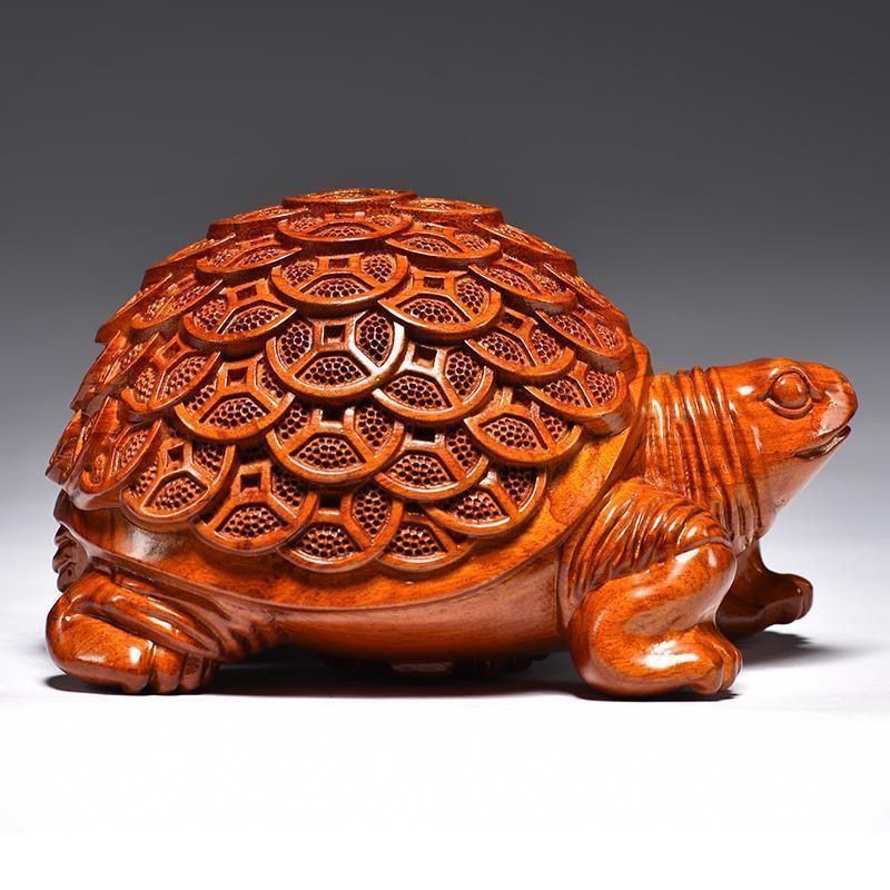 黒檀彫刻金亀装飾品無垢材亀ホーム風水リビングルームオフィス装飾デスクトップ小さな装飾品|undefined