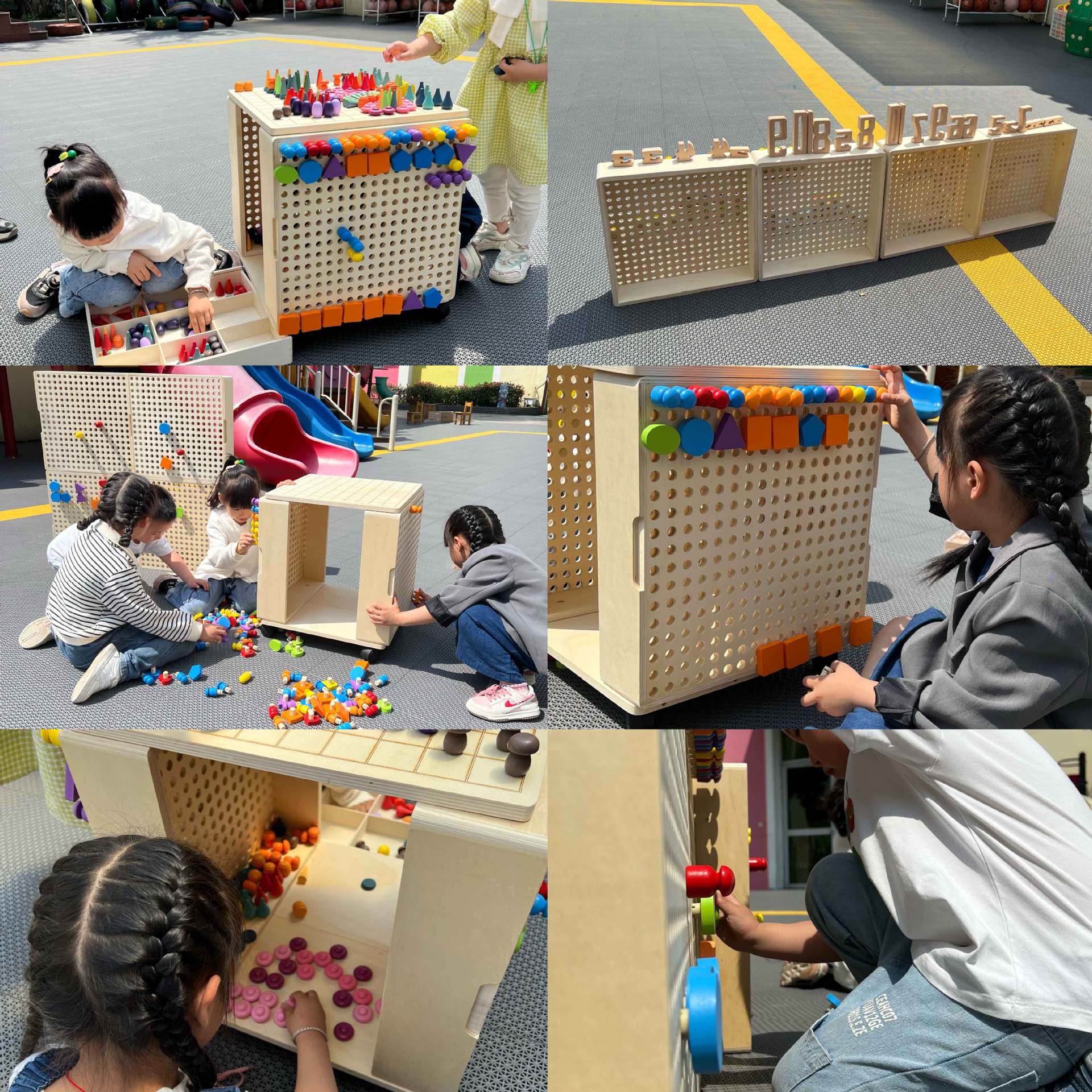 Kindergarten empalme Juguetes Decoración de pared variedad cuentas bloques de construcción Pared de madera para niños tablero de juego seta enchufe clavo