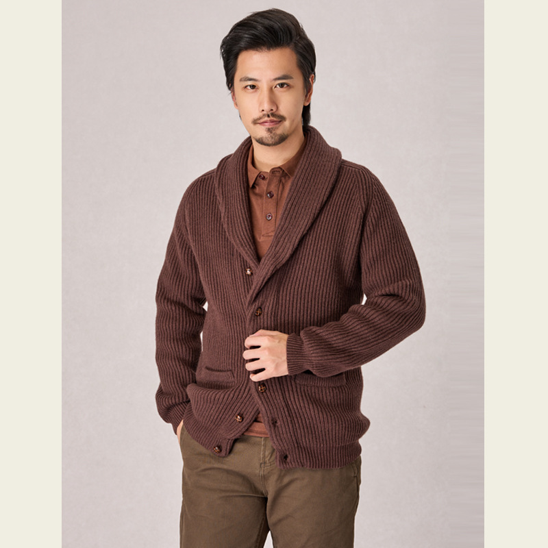 스웨터 코트 남자의 두꺼운 니트 가을과 겨울 옷깃 카디건 겉옷 쇼 칼라 트위스트 레트로 스웨터베이스 트렌디