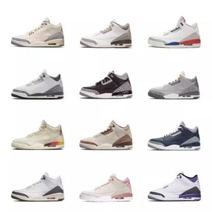 Putian Aj3 Basketball New Flame Men's Shoes White Cement Women's Shoes Mid-Top Sports Running Shoes Cherry Blossom Replica Popular