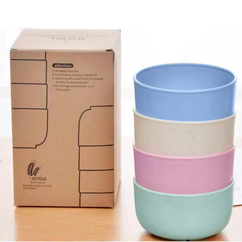 小麦秸秆碗餐具家用卡通儿童吃饭碗礼品塑料碗小麦碗套装批发一套