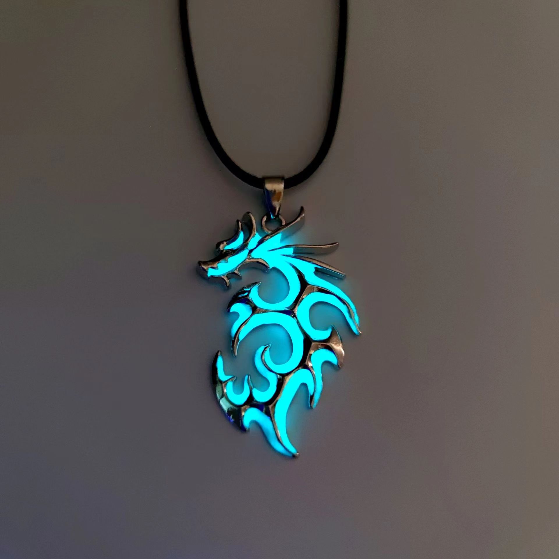 Casual Occasion Ethnic Style Dragon Alloy Rope Luminous Plating Men's Pendant Necklace
