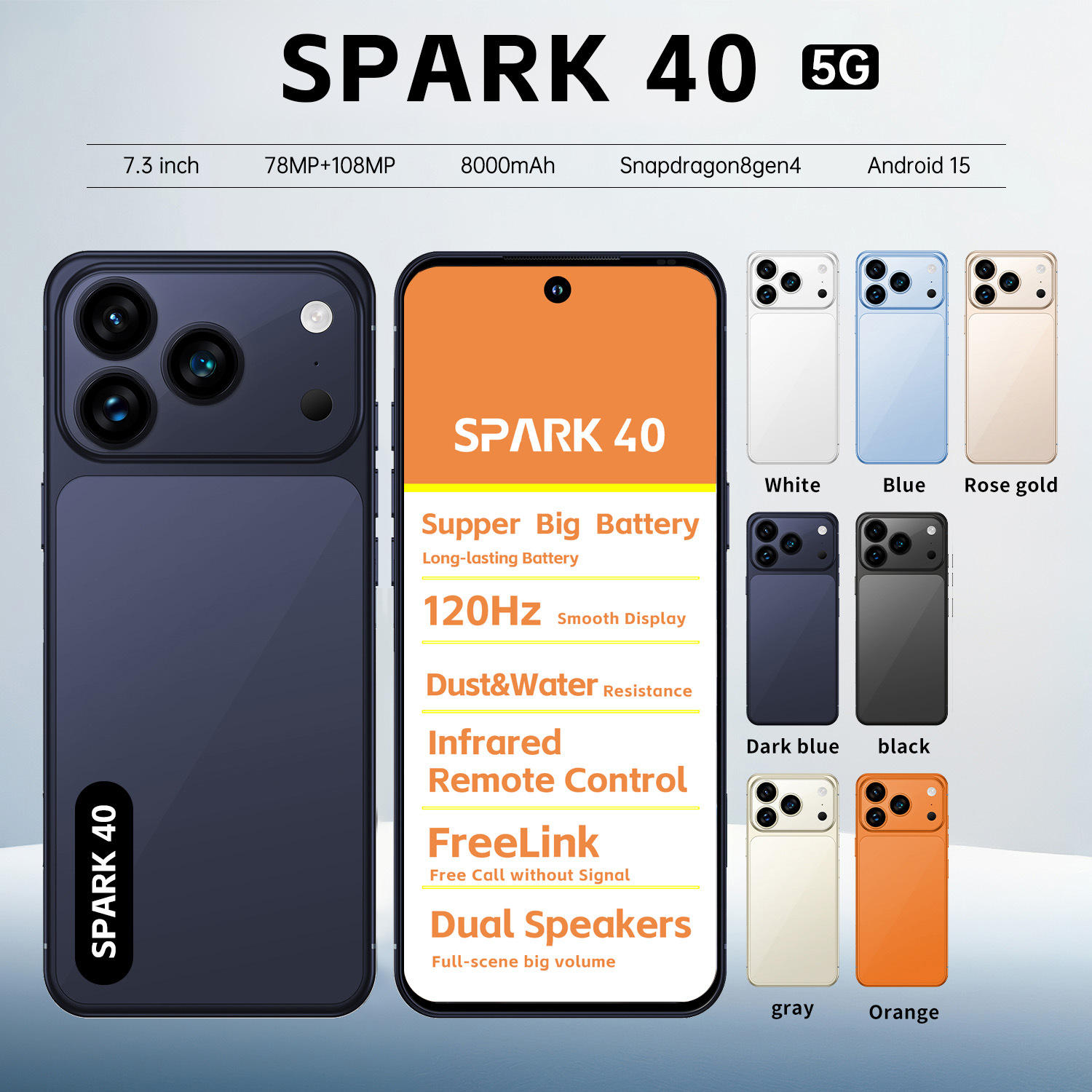 Cross-border Spark 40 Android 16+1t Smartphone 7.3inch Large-screen...