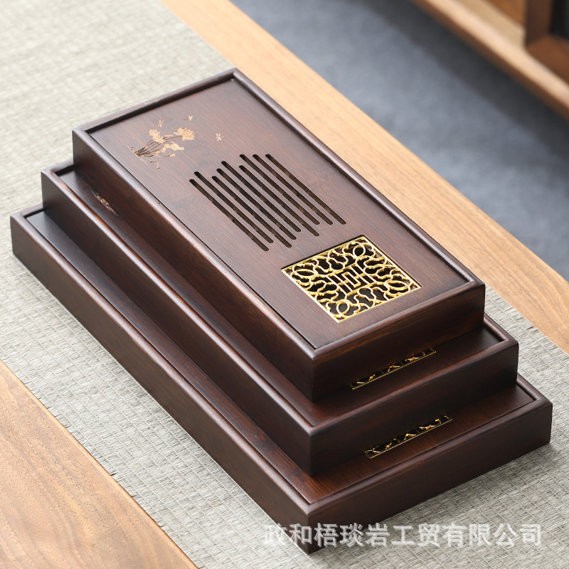 Water Storage Tea Tray Household Bamboo Kung Fu Tea Tray Solid Wood Tea Table Large and Small Tea Sea Light Luxury Modern New Chinese Style