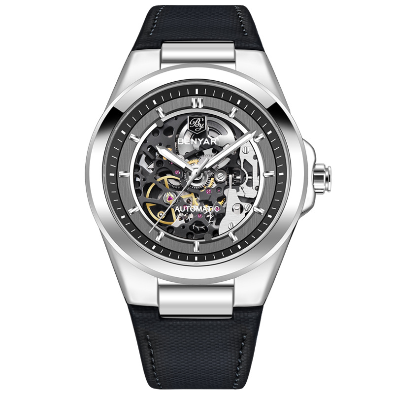 BENYAR/Binya Reloj de hombre de moda de personalidad deportiva de fondo hueco impermeable mecánico automático BY-5207