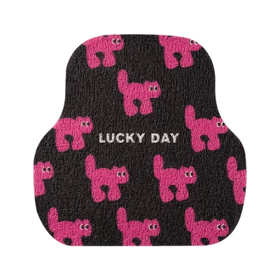 Car floor mats for girls, Universal Foot Pad - black-and-pink-kitten-silk-loop-floor-mat-1