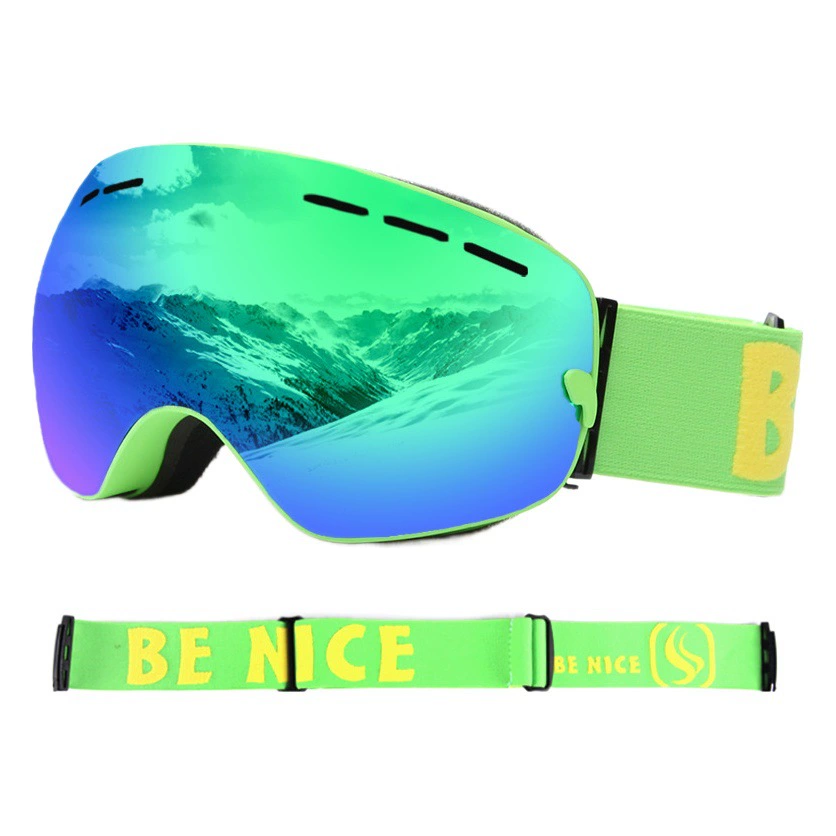 Лыжные очки с шаровой колонной для взрослых мужчин и женщин, двухслойные противотуманные красочные вакуумные гальванические лыжные очки, производитель источника