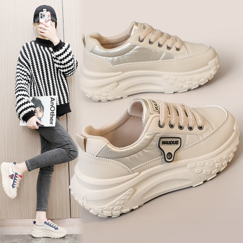 清仓K6721新款2025老爹鞋厚底皮面运动鞋增高女鞋时尚学生韩版潮