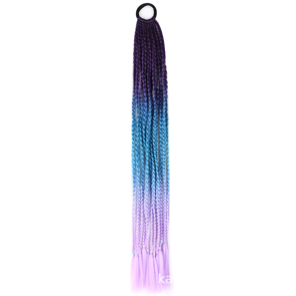 Trenza de tres hilos colorida Trenza sucia Africana Peluca de cola de caballo Color degradado Trenza pequeña Extensión de cabello de fibra química Trenza de 24 pulgadas en stock