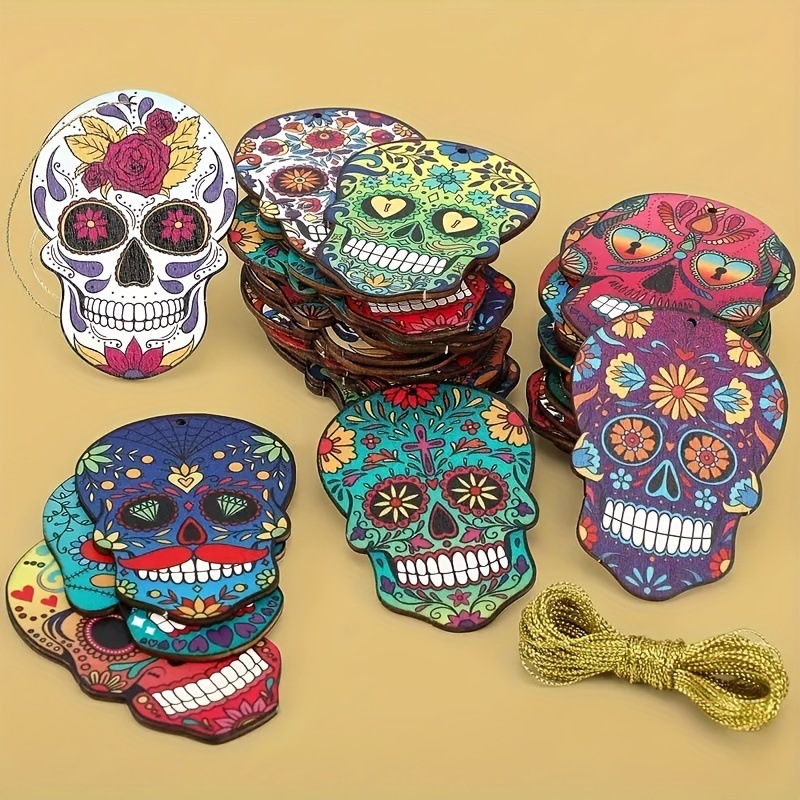 Wooden Skeleton Decoration-Unique sugar skull decoration is suitable…