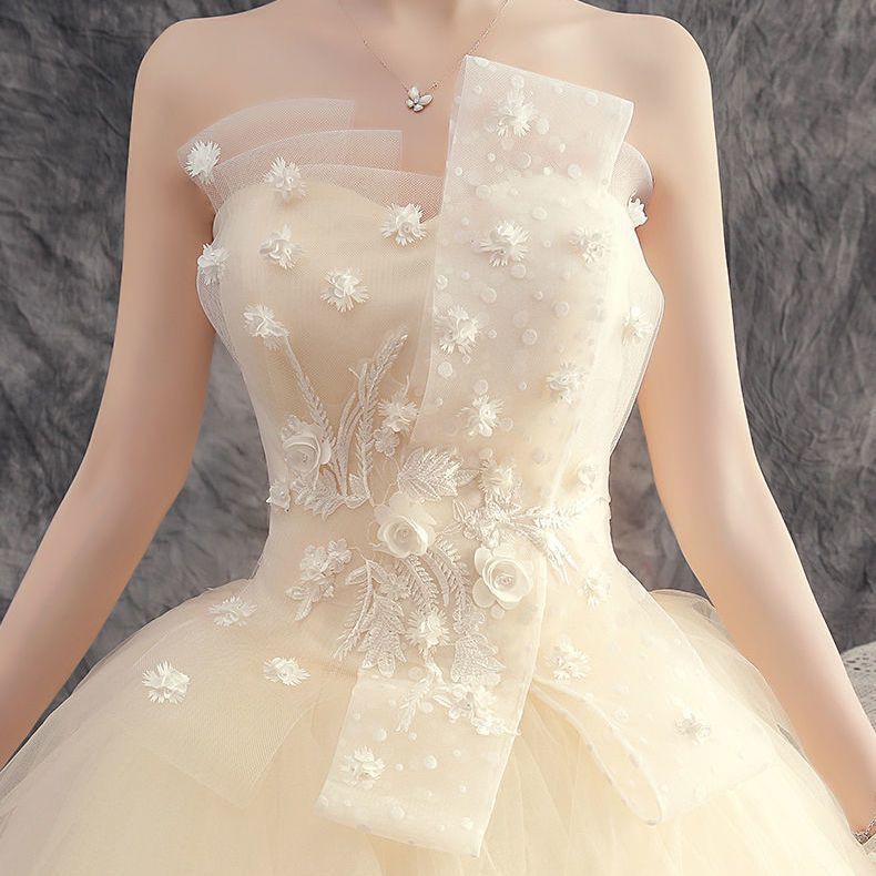 Elegant Simple Wedding Dress For Brides Petite Mori Style Strap_voghion.com