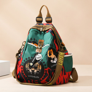 Tide Cool Tiger Fortune Tree Backpack Foreign Trade Hot Selling Cheap Selling Retro Casual Big Schoolbag Commuter Women's Backpack