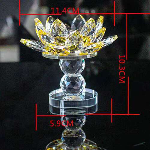 厂家批发高脚水晶莲花烛台酥油灯座水晶莲花摆件两个球莲花蜡烛台