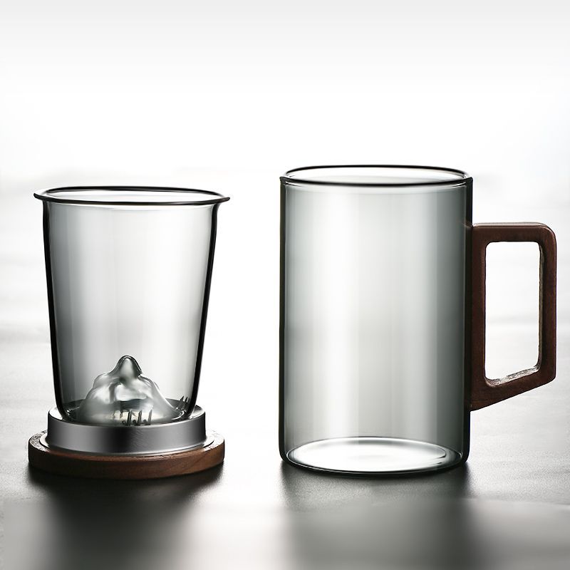 Taza de té de vidrio borosilicato taza de agua resistente al calor de la Oficina de los hombres taza de té de separación de té