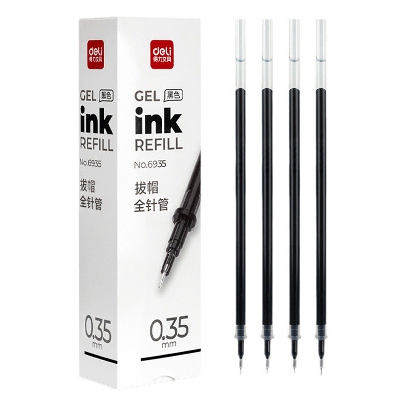 Deli 6935 quick-drying needle tube neutral refill 0.35mm full needle tube black Financial special water pen replacement core