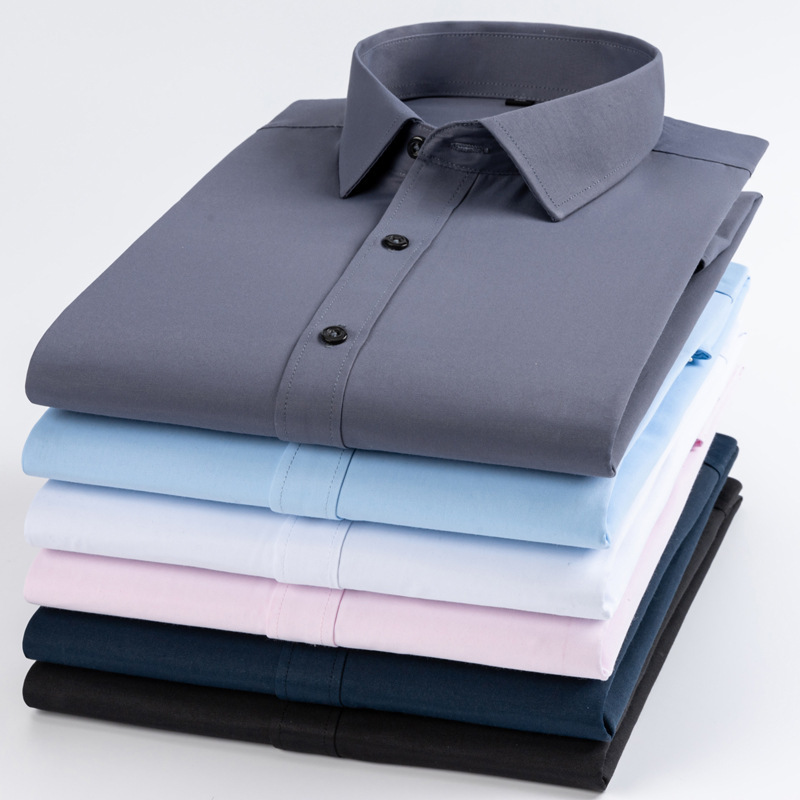 No Pocket Men's Shirt Stacked Inner Suit Suit Outer Wear All-match Business Professional Work Clothes Polyester Cotton Shirt