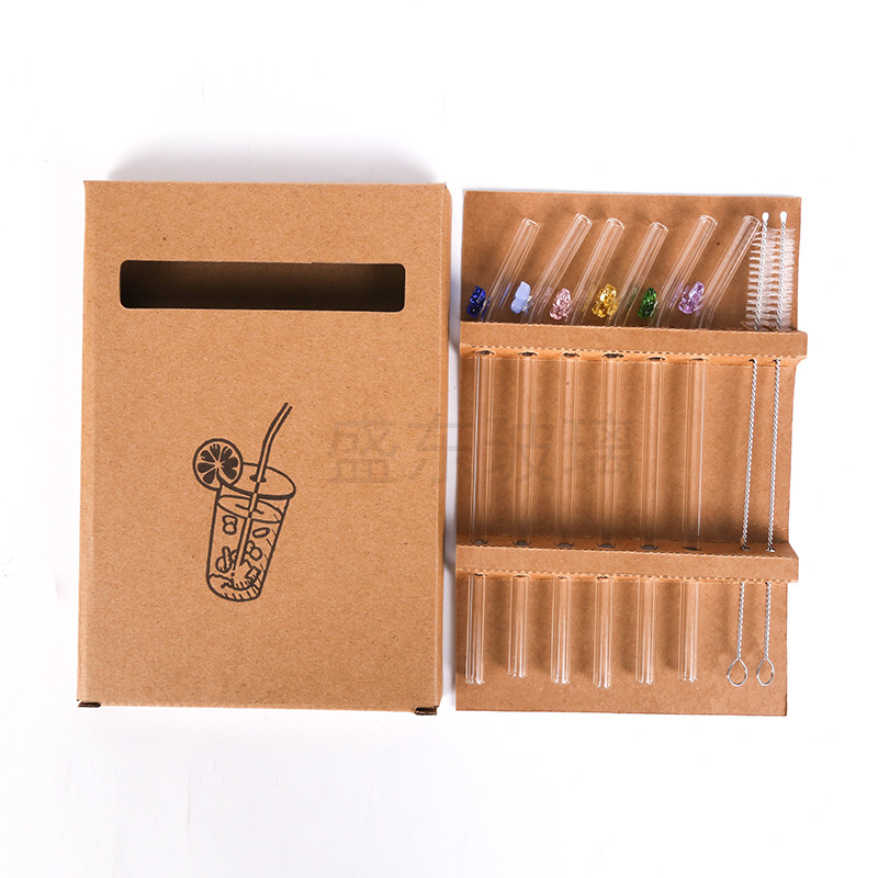 Nueva mariposa de color de paja de vidrio resistente al calor anti-escaldadura anti-lápiz labial multicolor opcional no desechable estilo de niña