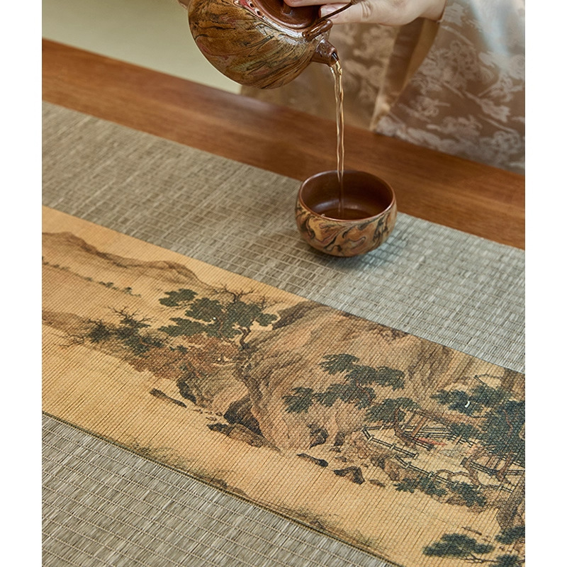 Nuevo estilo chino otoño Gaoshu tablero estera de bambú estilo antiguo estilo Zen bambú tejido tabla de té estera de té tela seca tabla de té estera de té