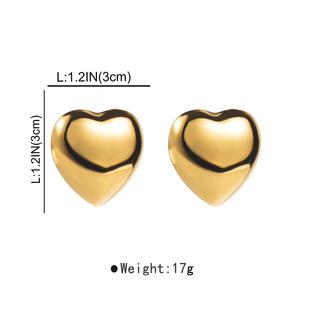 1 Pair Basic Simple Style Heart Shape Plating Stainless Steel Ear Studs display picture 3