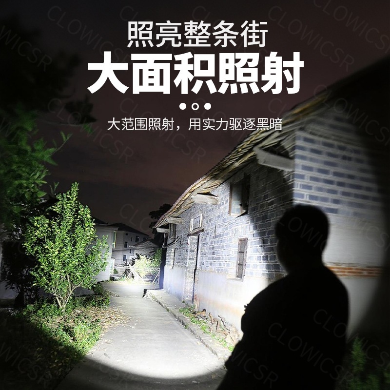 跨境手电筒强光充电式耐用便携家用老年人专用小型超亮户外锂电池|undefined