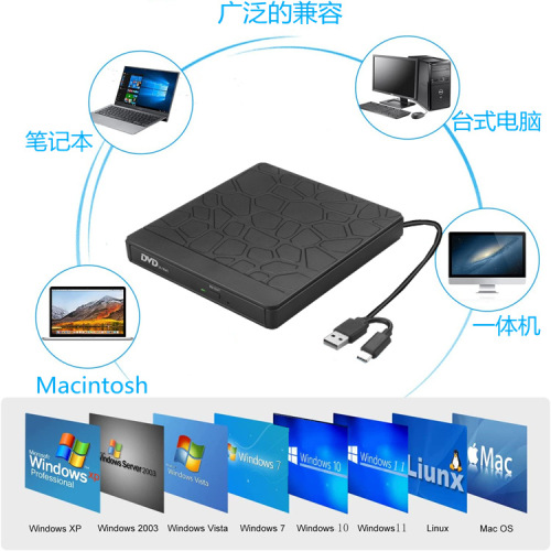 External DVD Burner DVD Drive Computer DVD Expansion Dock HUD Dual-in-One Multi-function Drive Dual USB-C Ports