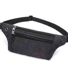 新款帆布跑步腰包户外运动休闲多功能男女贴身隐形超薄手机包潮包