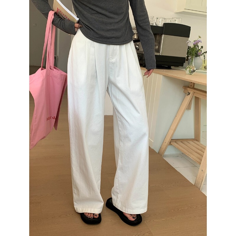 3Th Morning Practical Korean Blogger-Style Pleated Straight Wide-Leg Casual Pants Zy2774 3Th Morning Practical Korean Blogger-Style Pleated Straight Wide-Leg Casual Pants Zy2774