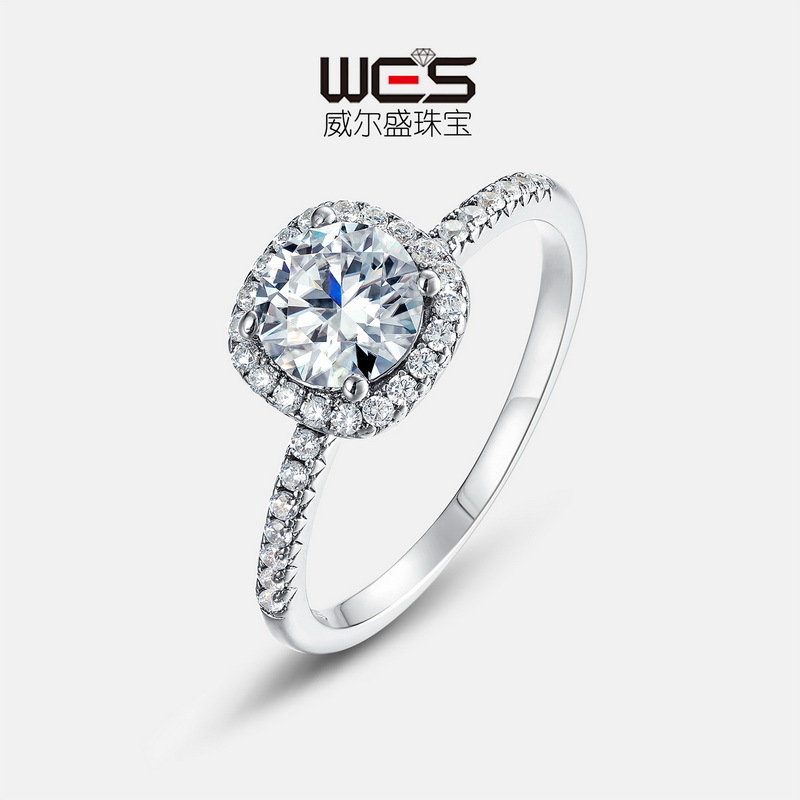 Global Cross-border exclusivamente S925 plata esterlina clásica bolsa cuadrada completa diamante 1 quilate moissanita anillo mujer luz moda de lujo